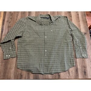 Salt Water Shirt, Men's Size XXL, Green Gray, Plaid, Button Up, Long Sleeve